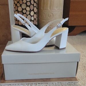 Marc Fisher White Slingback Block Heels